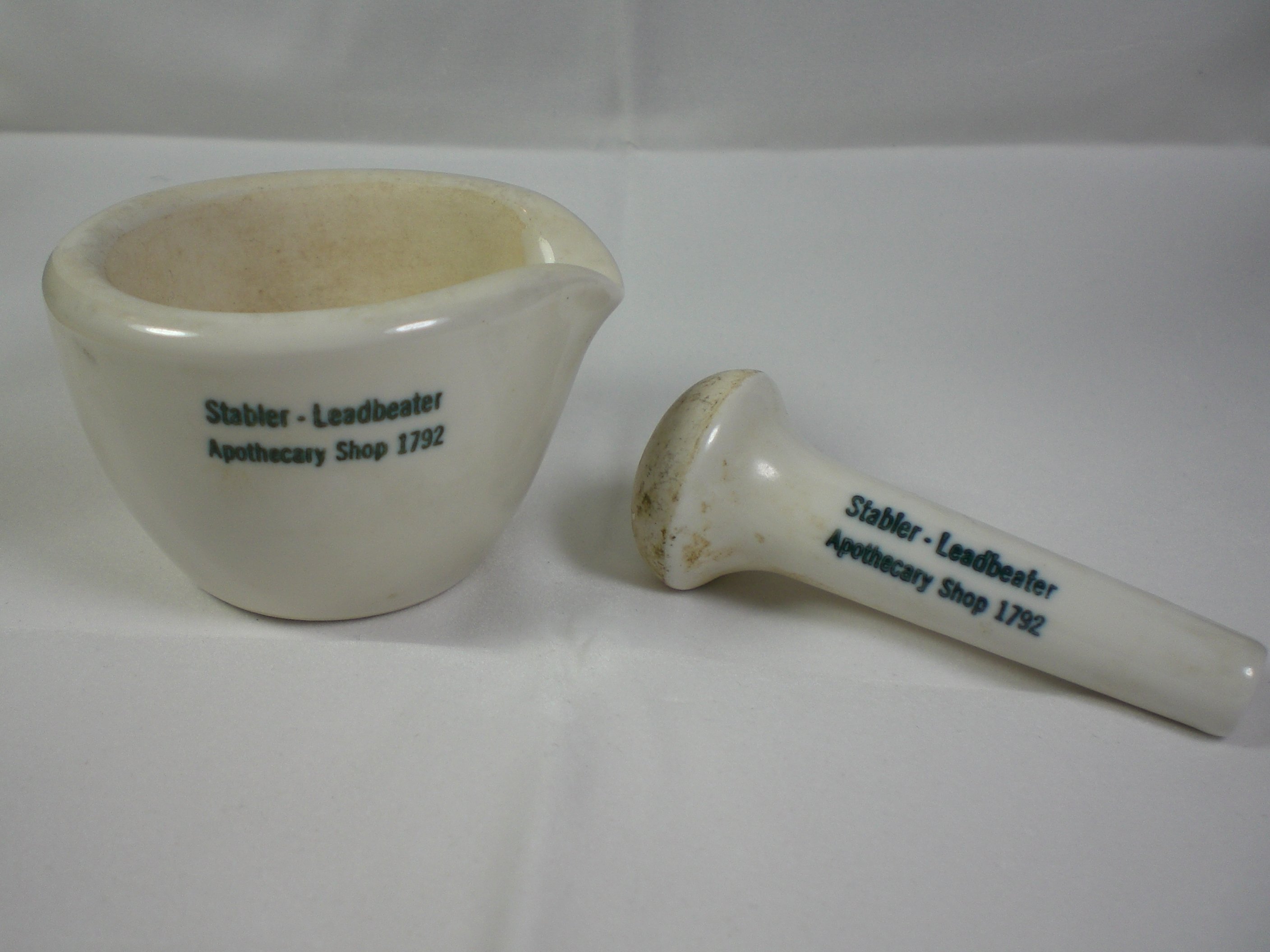 Souvenir from Stabler Leadbeater apothecary mortar and pestle