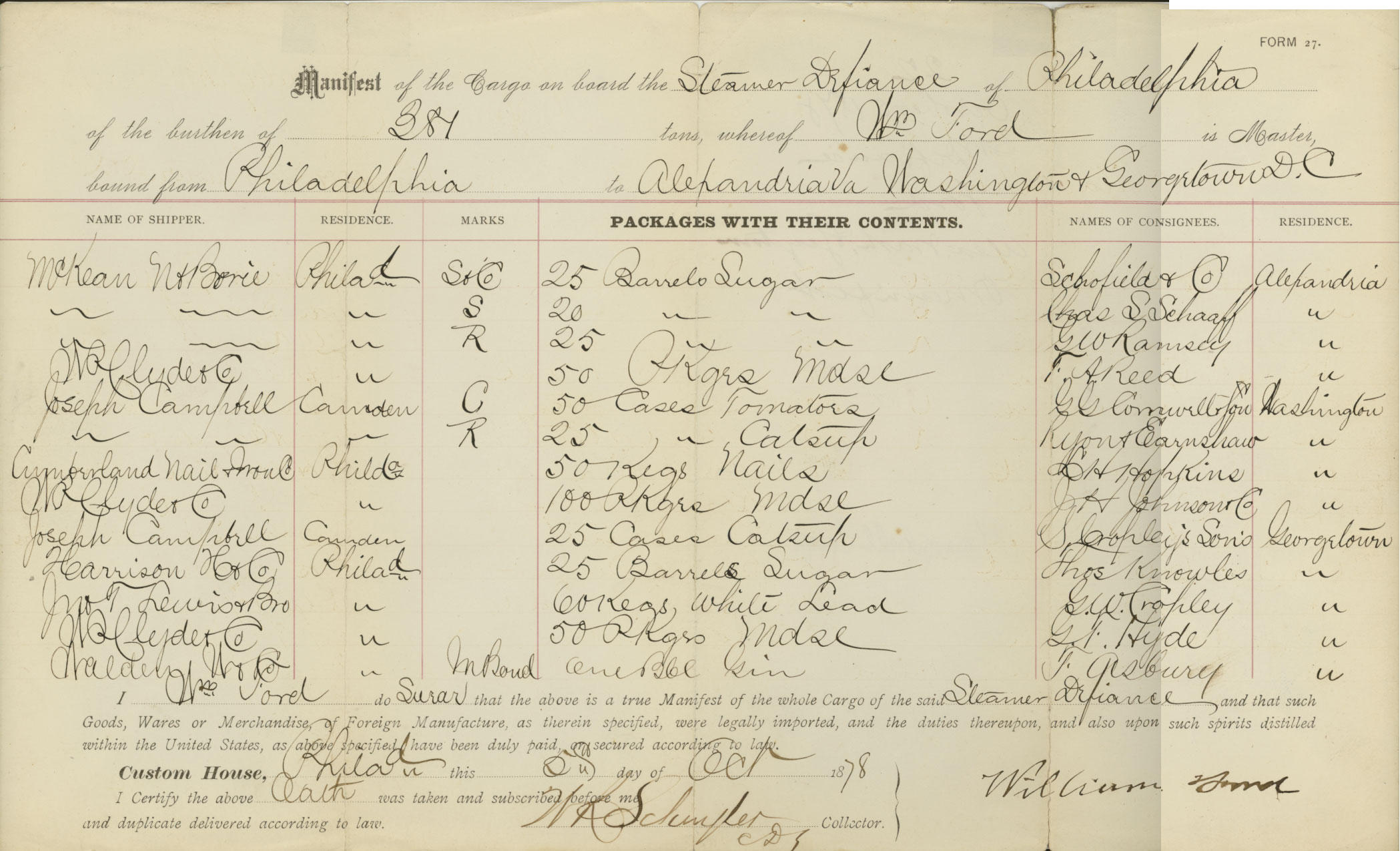 Campbell's soup 1878 shipping manifest
